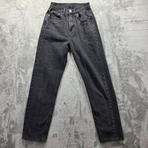 American Eagle Jeans Womens 00 Regular Black Highest Rise Boyfriend Distressed